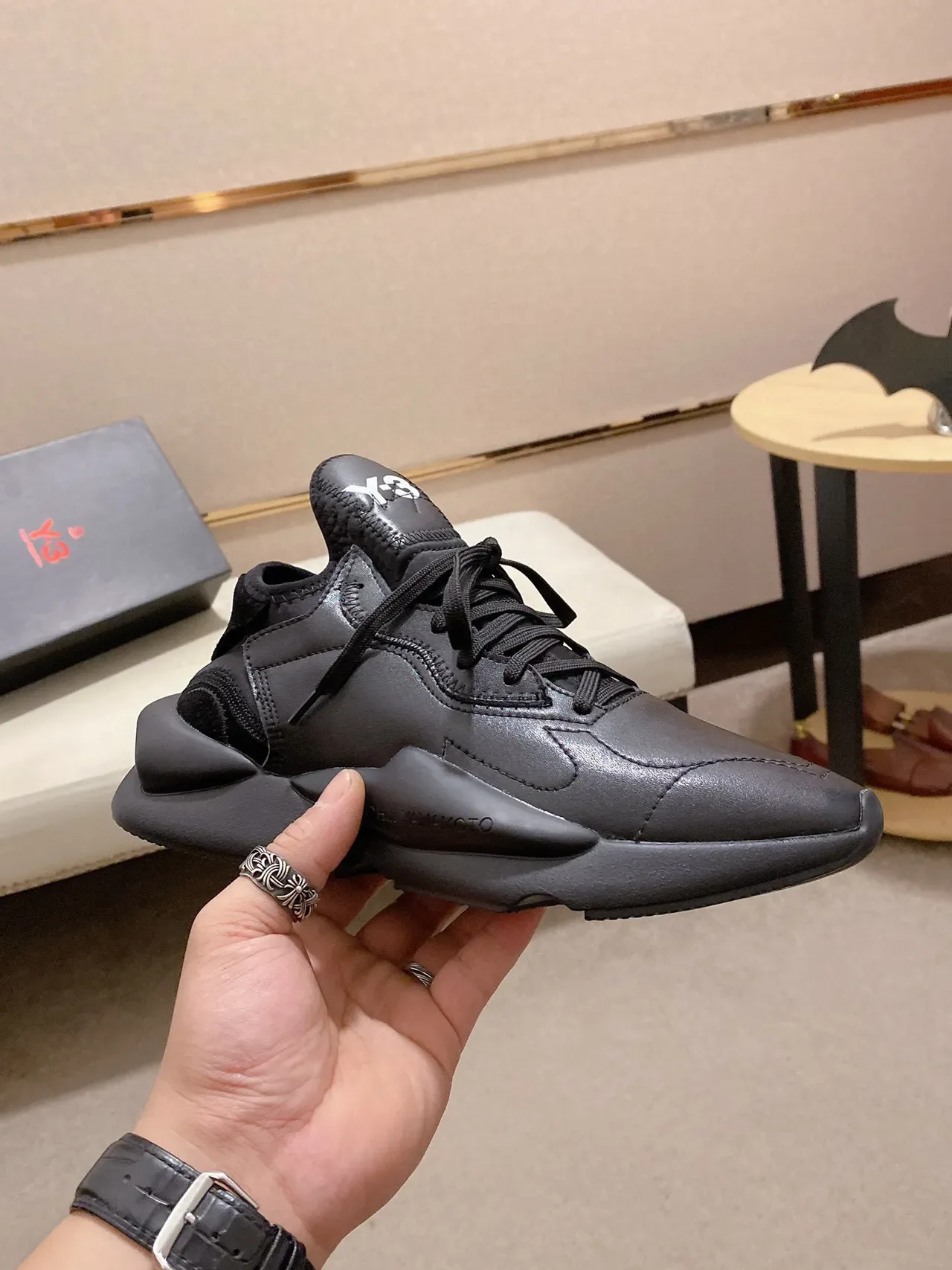 Yohji Yamamoto Y-3 Monochromatic Black Sculpted Lifestyle Sneaker 6