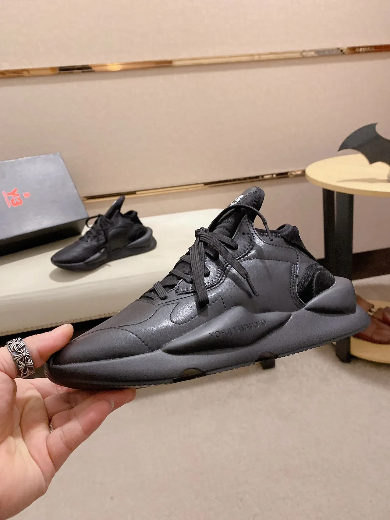 Yohji Yamamoto Y-3 Monochromatic Black Sculpted Lifestyle Sneaker 7