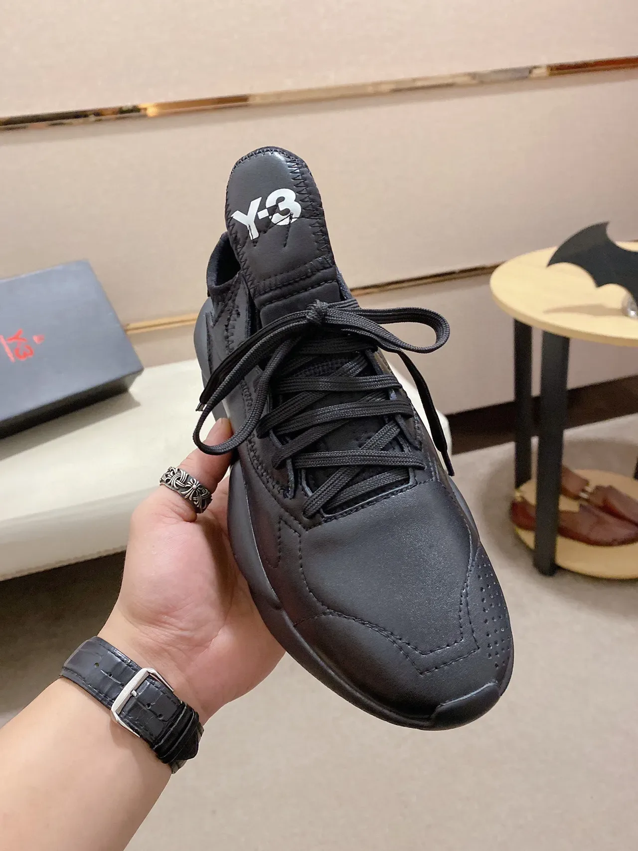 Yohji Yamamoto Y-3 Monochromatic Black Sculpted Lifestyle Sneaker 8