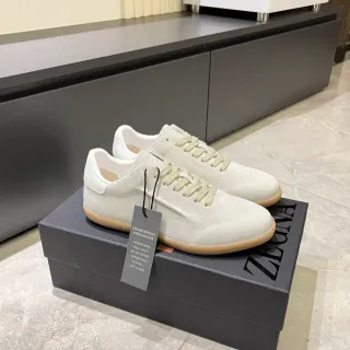 Zegna 米色白色麂皮鞋面 橡胶鞋底 生活方式运动鞋
