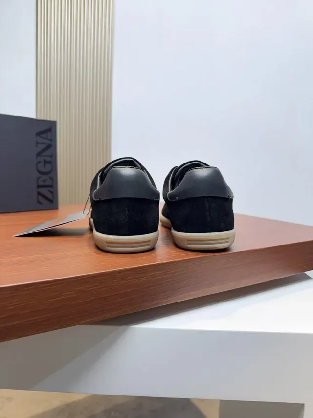 Zegna Black Suede Low-Top Lifestyle Sneakers 3