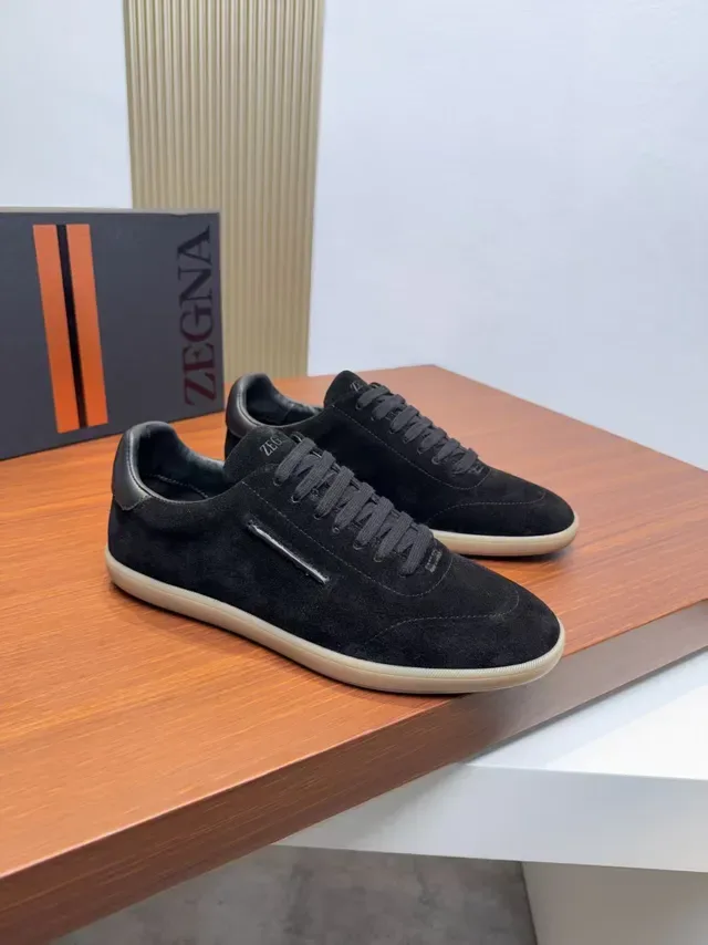 Zegna Black Suede Low-Top Lifestyle Sneakers 4