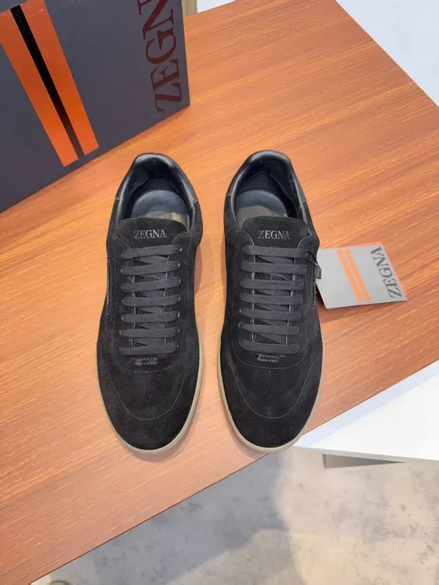 Zegna Black Suede Low-Top Lifestyle Sneakers 5