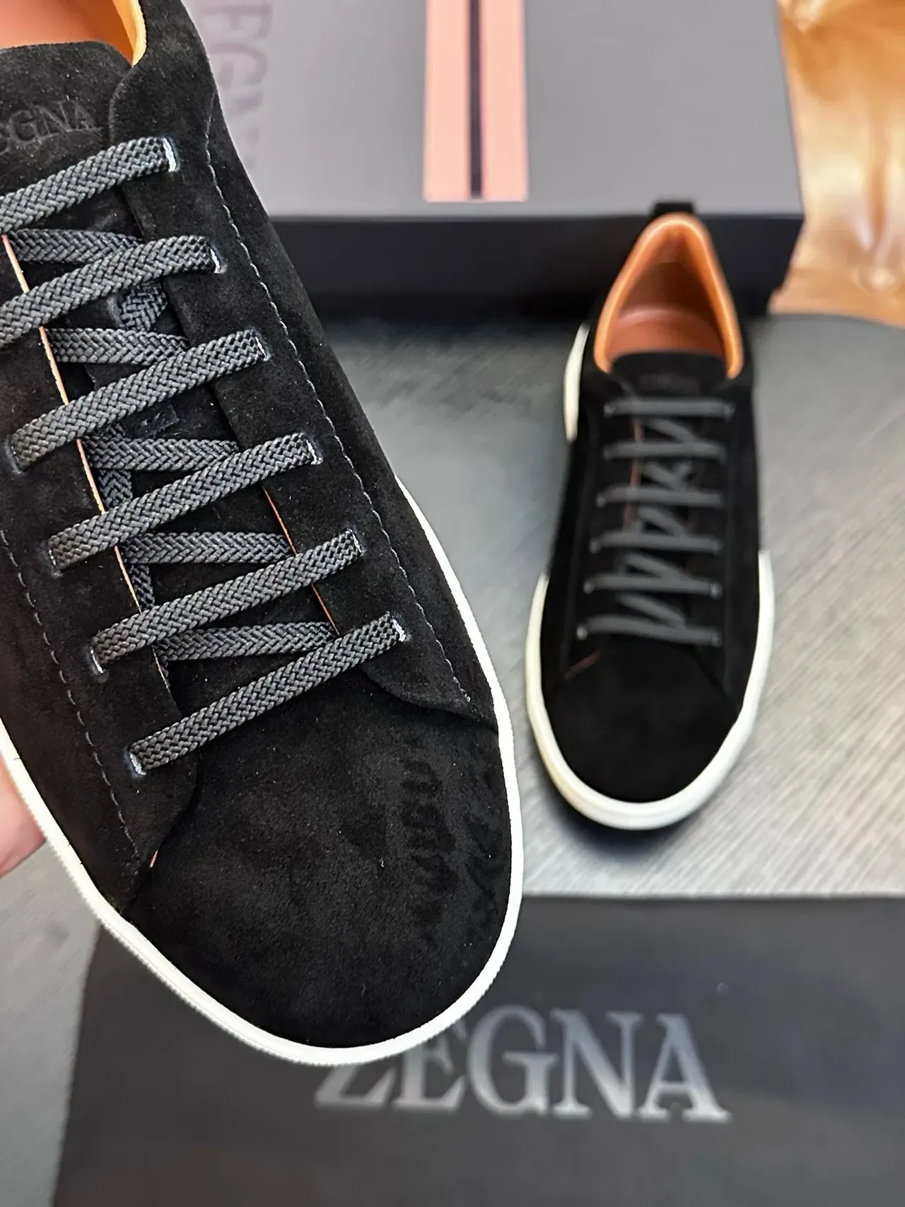 Zegna Black Suede White Sole Lifestyle Sneakers 4