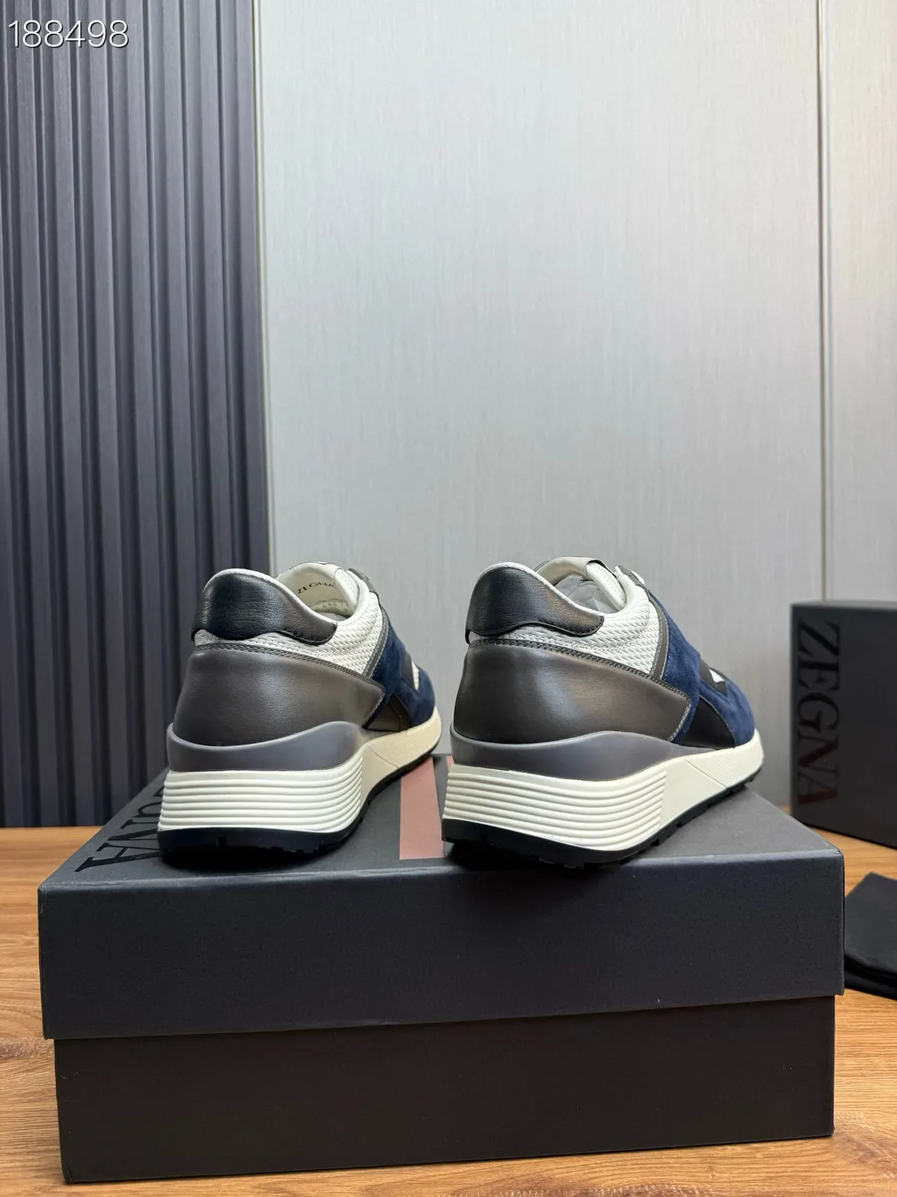 Zegna Navy White Sneakers Lifestyle Avec Upper En Matériau Mixte: Daim Et Maille 2