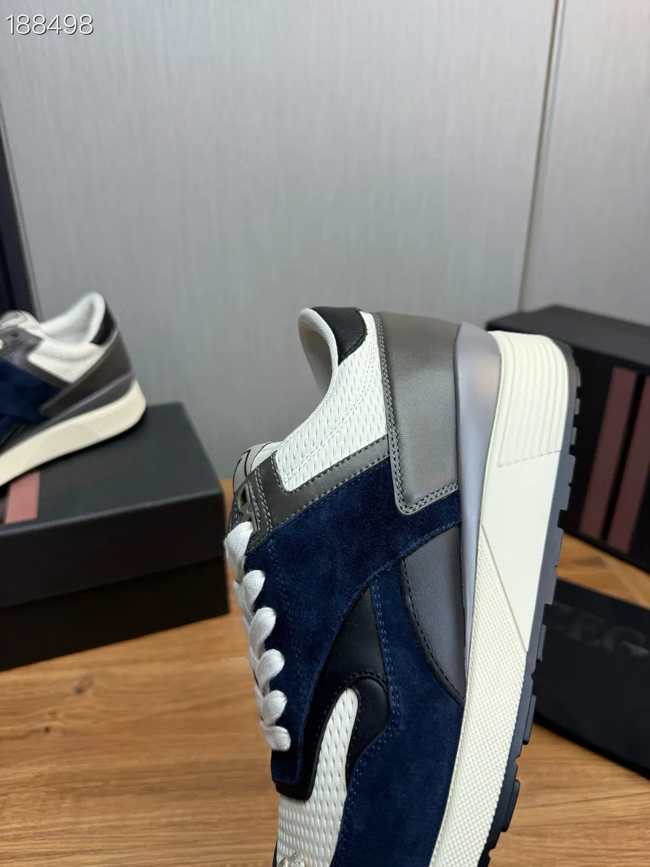 Zegna Navy White Sneakers Lifestyle Avec Upper En Matériau Mixte: Daim Et Maille 4