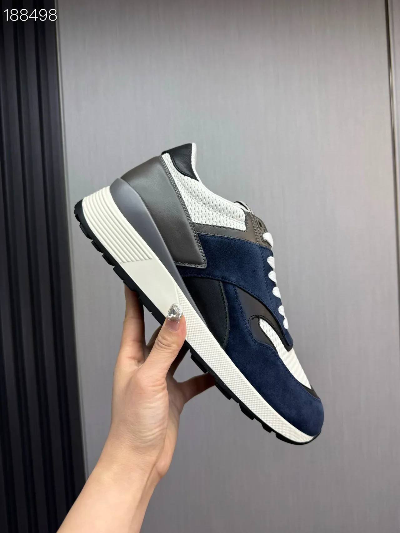 Zegna Navy White Sneakers Lifestyle Avec Upper En Matériau Mixte: Daim Et Maille 5