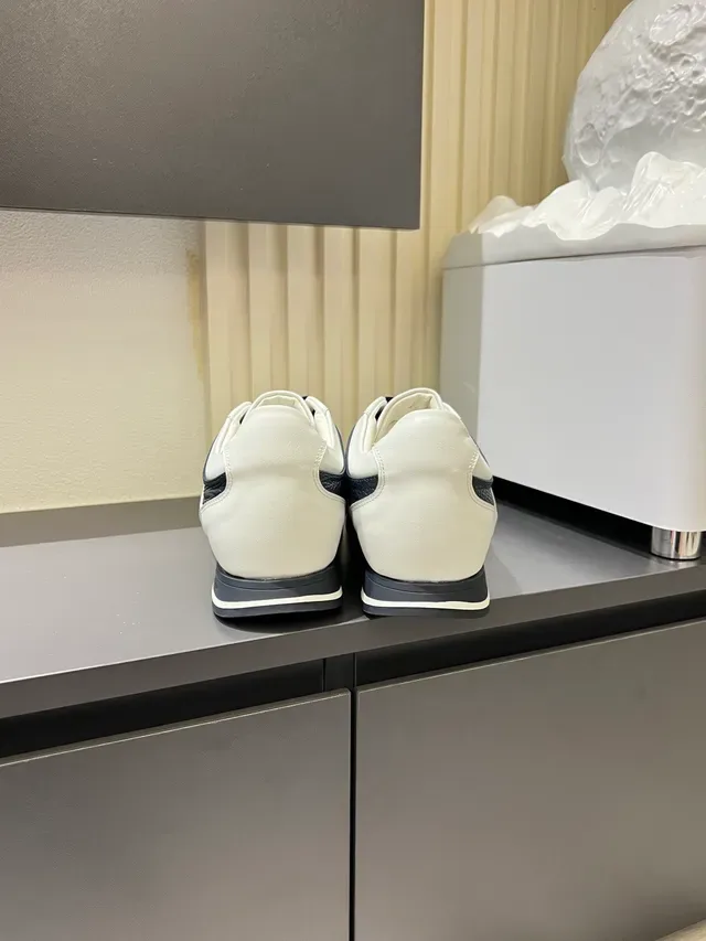 Zegna Two-Tone Leather Navy and White Lifestyle Sneakers 2