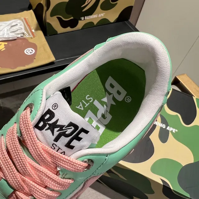 A Bathing Ape BAPE STA Mint Green Pink Star Lifestyle Sneakers 3