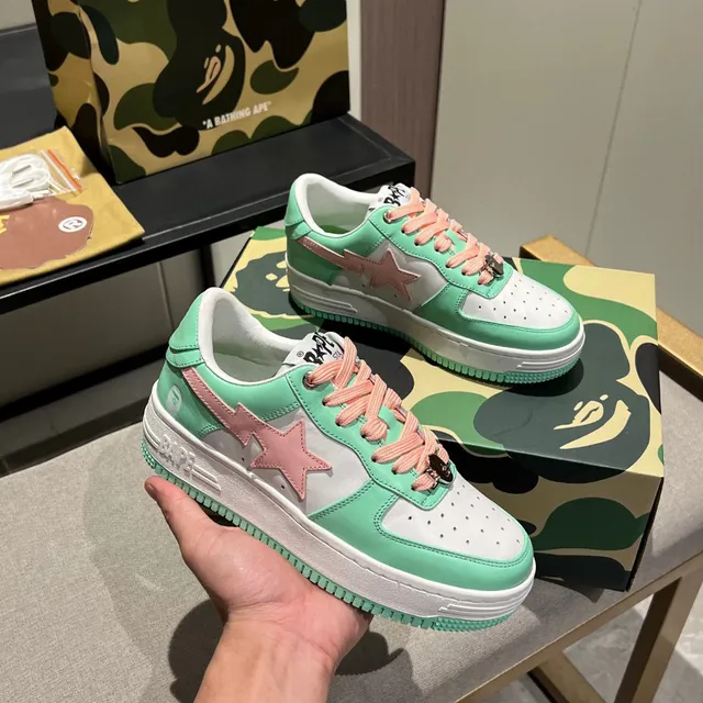 A Bathing Ape BAPE STA Mint Green Pink Star Lifestyle Sneakers 5
