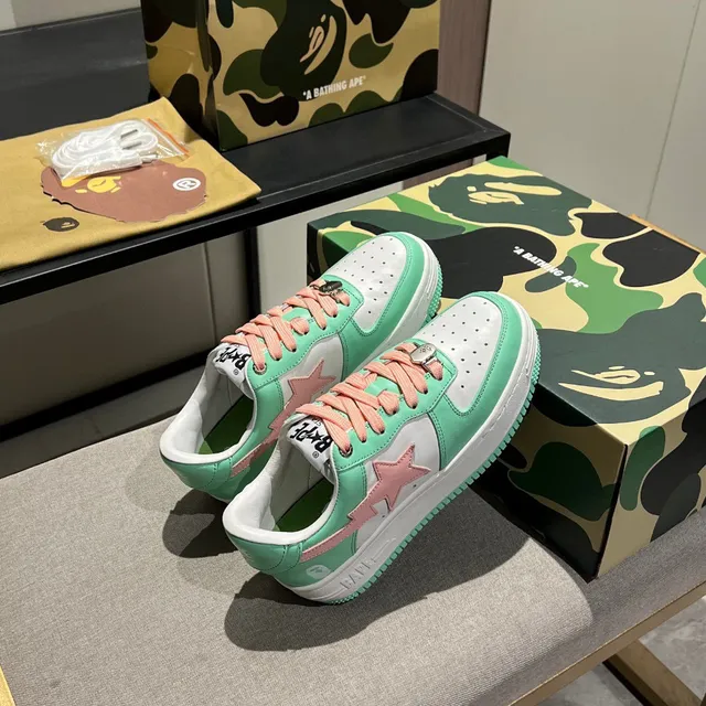 A Bathing Ape BAPE STA Mint Green Pink Star Lifestyle Sneakers 6