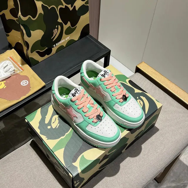 A Bathing Ape BAPE STA Mint Green Pink Star Lifestyle Sneakers 8