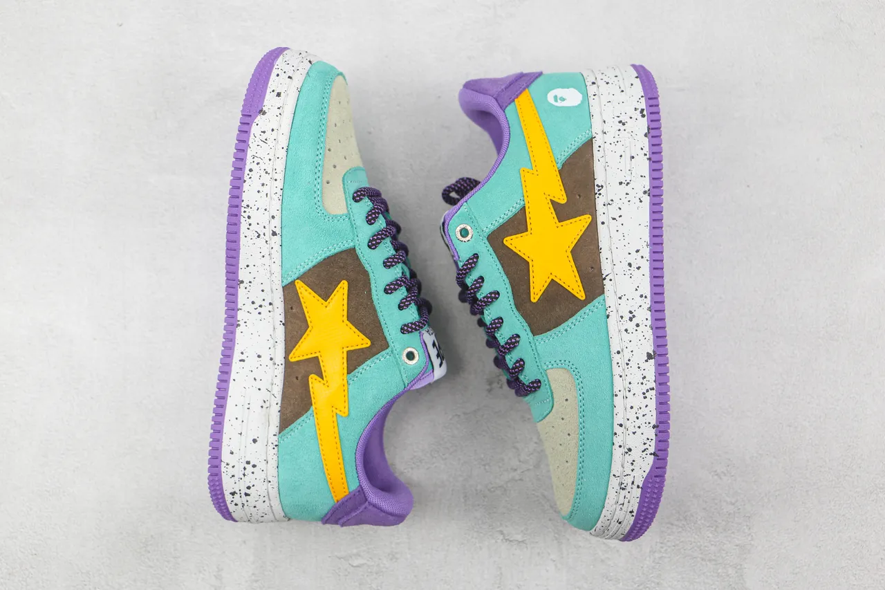 A Bathing Ape BAPE STA Turquoise Purple Brown Yellow Star Lifestyle Sneakers 2