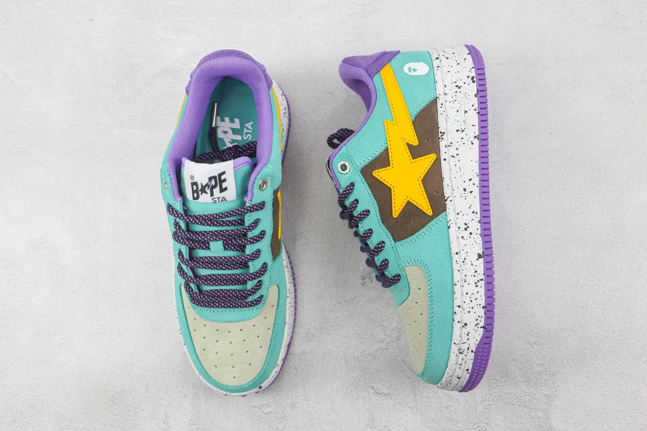A Bathing Ape BAPE STA Turquoise Purple Brown Yellow Star Lifestyle Sneakers 3