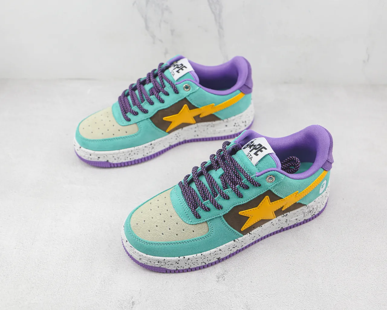 A Bathing Ape BAPE STA Turquoise Purple Brown Yellow Star Lifestyle Sneakers 4
