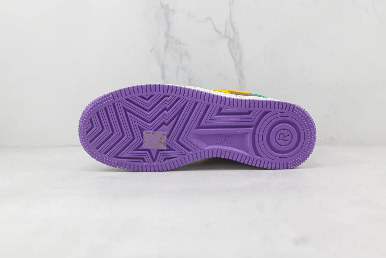 A Bathing Ape BAPE STA Turquoise Purple Brown Yellow Star Lifestyle Sneakers 8