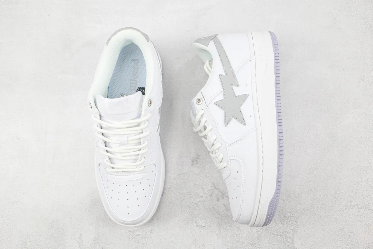 A Bathing Ape BAPE STA White and Gray Lifestyle Sneakers 3