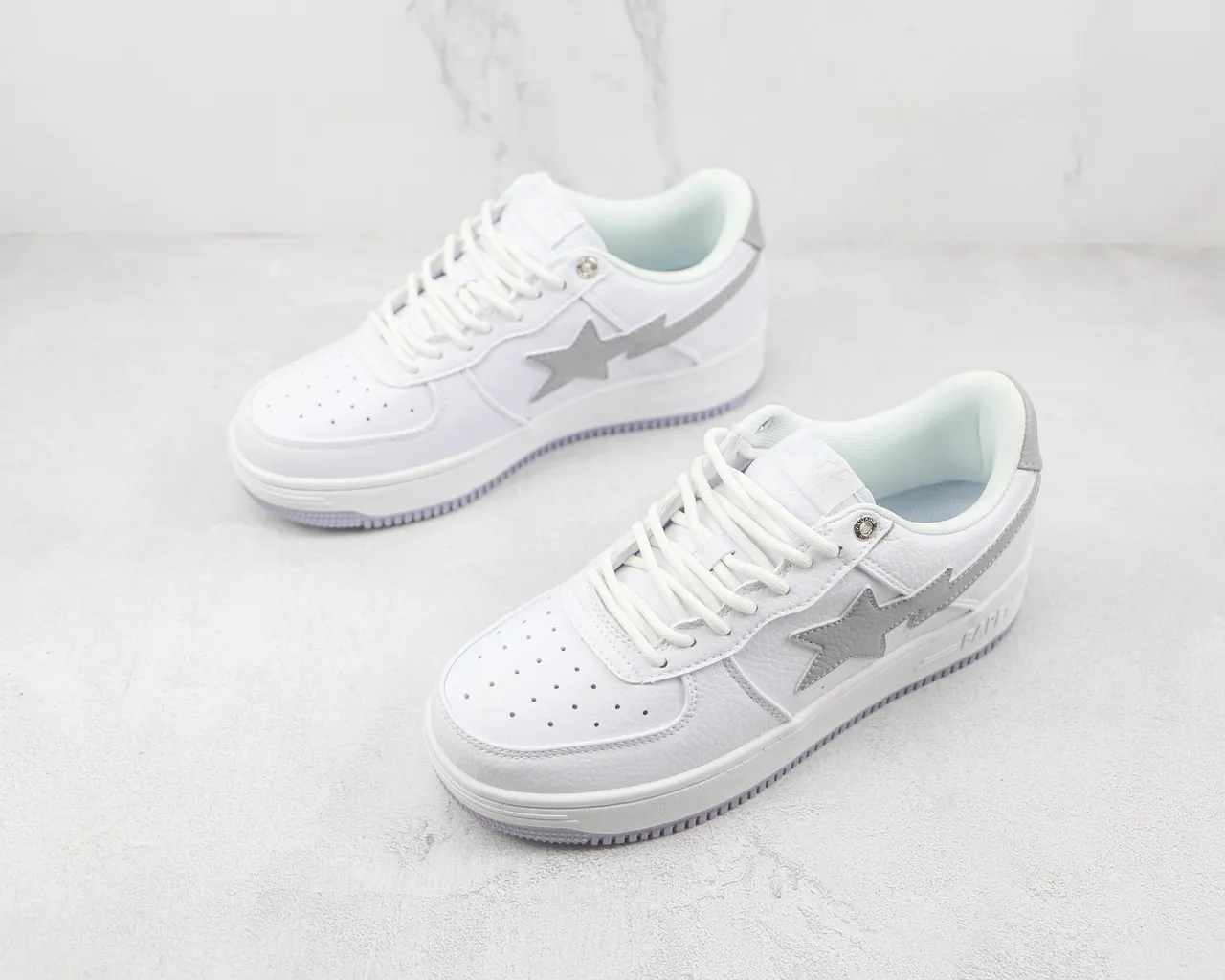 A Bathing Ape BAPE STA White and Gray Lifestyle Sneakers 4