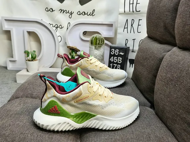 Adidas Alphabounce White Blue Knit Upper Sculpted Wave Midsole Lifestyle Sneakers 11