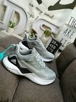 Adidas Alphabounce White Blue Knit Upper Sculpted Wave Midsole Lifestyle Sneakers 19