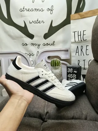 Adidas Beige Black Low-Top Suede-Terry Upper Lifestyle Sneakers 6