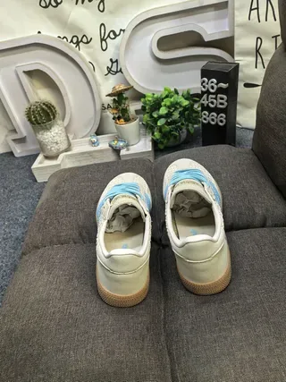Adidas Beige Blue Low-Top Textile-Suede Hybrid Upper Lifestyle Sneakers 8