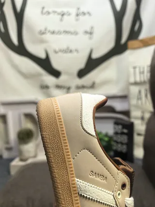 Adidas Beige Brown Low-Top Suede-Leather Mix Lifestyle Sneakers 3
