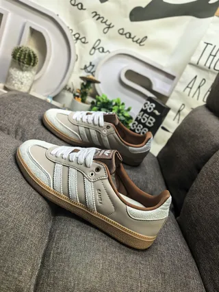 Adidas Beige Brown Low-Top Suede-Leather Mix Lifestyle Sneakers 7