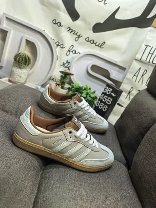 Adidas Beige Brown Low-Top Suede-Leather Mix Lifestyle Sneakers 9