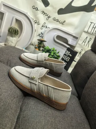 Adidas Beige Brown Suede Upper Strap Closure Loafer 7