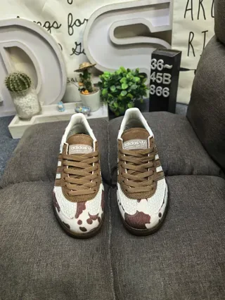 Adidas Beige Brown Textured Off-White Knit Upper Suede Three Stripes Lifestyle Sneakers 10