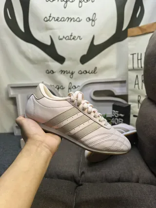 Adidas Beige Low-Top Leather Upper Lifestyle Sneakers 5