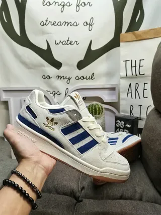 Adidas Beige Navy Low-Top Suede-Leather Mix Lifestyle Sneakers 6
