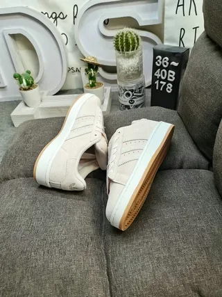 Adidas Beige White Low-Top Suede-Like Upper Lifestyle Sneakers 6
