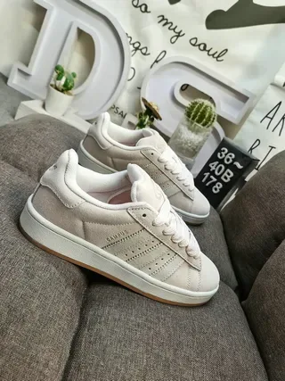 Adidas Beige White Low-Top Suede-Like Upper Lifestyle Sneakers 9