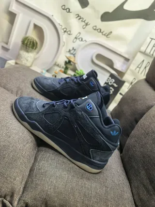 Adidas Black Blue High-Top Suede-and-Synthetic Upper Lifestyle Sneakers 7