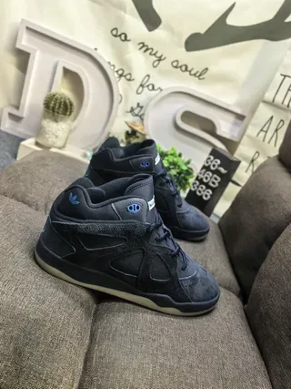 Adidas Black Blue High-Top Suede-and-Synthetic Upper Lifestyle Sneakers 9