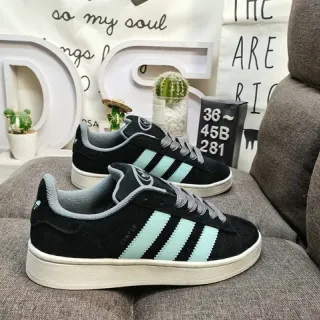 Adidas Black Blue Suede Upper Three-Stripe Side Panel Lifestyle Sneakers