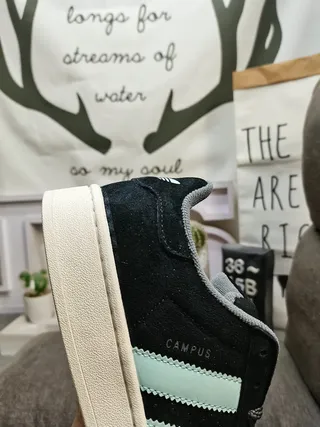 Adidas Black Blue Suede Upper Three-Stripe Side Panel Lifestyle Sneakers 3