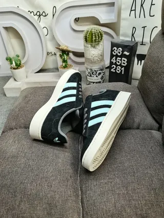 Adidas Black Blue Suede Upper Three-Stripe Side Panel Lifestyle Sneakers 6