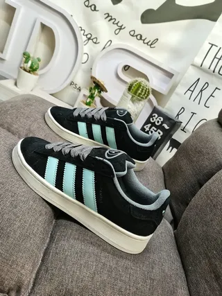 Adidas Black Blue Suede Upper Three-Stripe Side Panel Lifestyle Sneakers 7