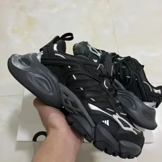 Adidas Black Gray Sculpted Sole Mesh And TPU Cage Construction Chunky Sneakers
