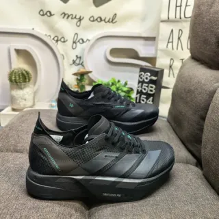 Adidas Black Green Engineered Mesh Upper Teal Accent Branding Lifestyle Sneakers