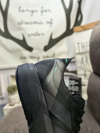 Adidas Black Green Engineered Mesh Upper Teal Accent Branding Lifestyle Sneakers 23