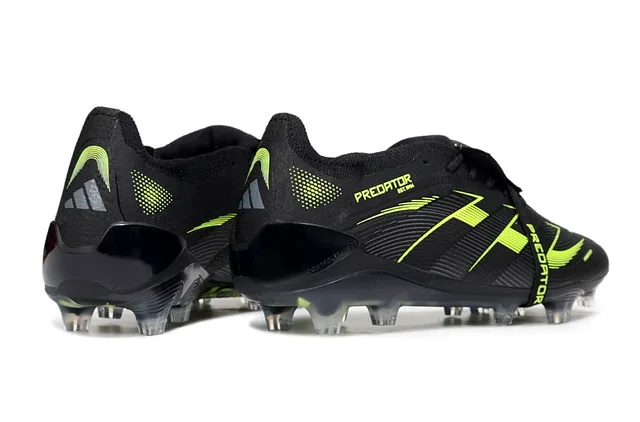 Adidas Black Green Laceless Strap Overlay Synthetic Wave-Patterned Upper Firm-Ground Soccer Shoes 5