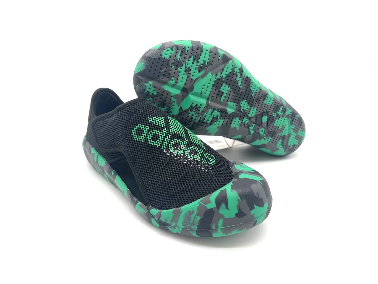 Adidas Noir Vert Maille Supérieure Semelle Camouflage Sandales Décontractées 12