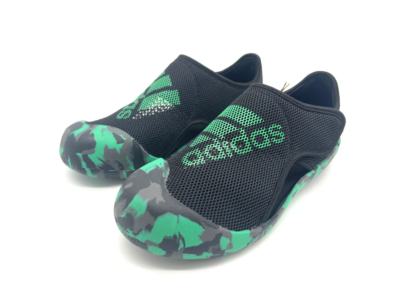Adidas Noir Vert Maille Supérieure Semelle Camouflage Sandales Décontractées 13