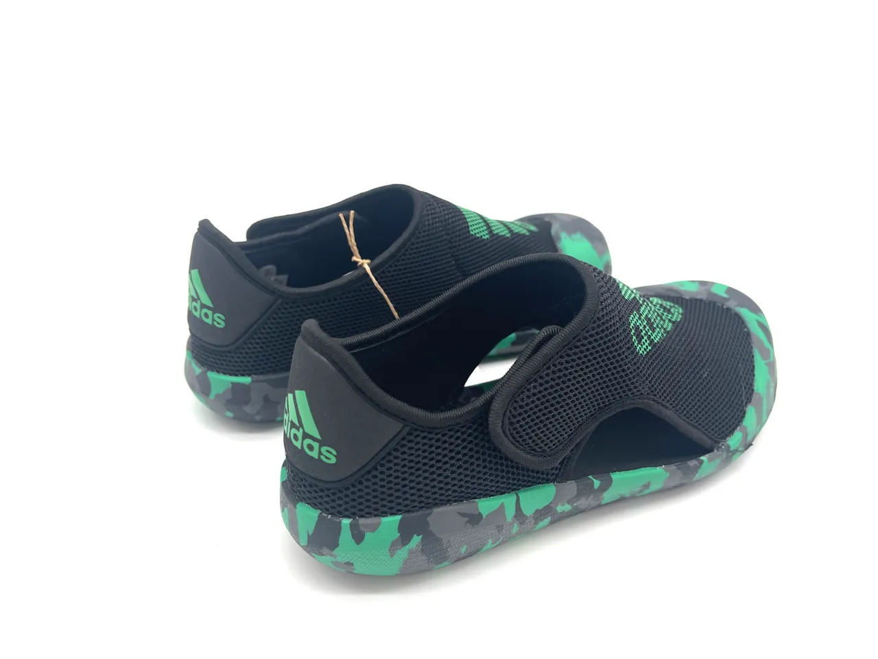 Adidas Noir Vert Maille Supérieure Semelle Camouflage Sandales Décontractées 14