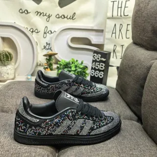 Adidas Black Multicolor Crystal-Embellished Low-Top Lifestyle Sneakers