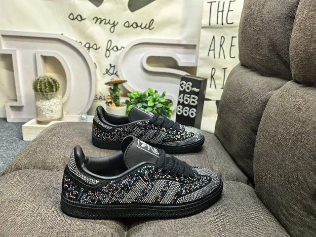 Adidas Black Multicolor Crystal-Embellished Low-Top Lifestyle Sneakers 1